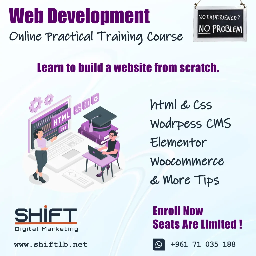 Web development course – Learn WordPress, Elementor, and WooCommerce to build websites and online stores